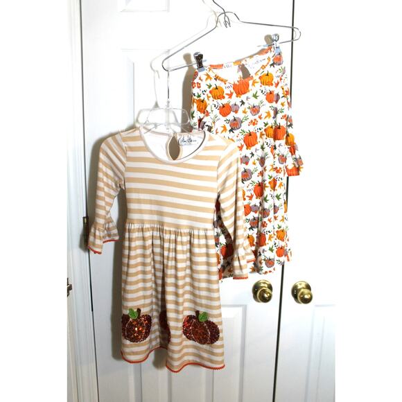 Rare Editions Girl's 2 Pack Pumpkin Harvest Dresses sz 6 - Picture 1 of 8